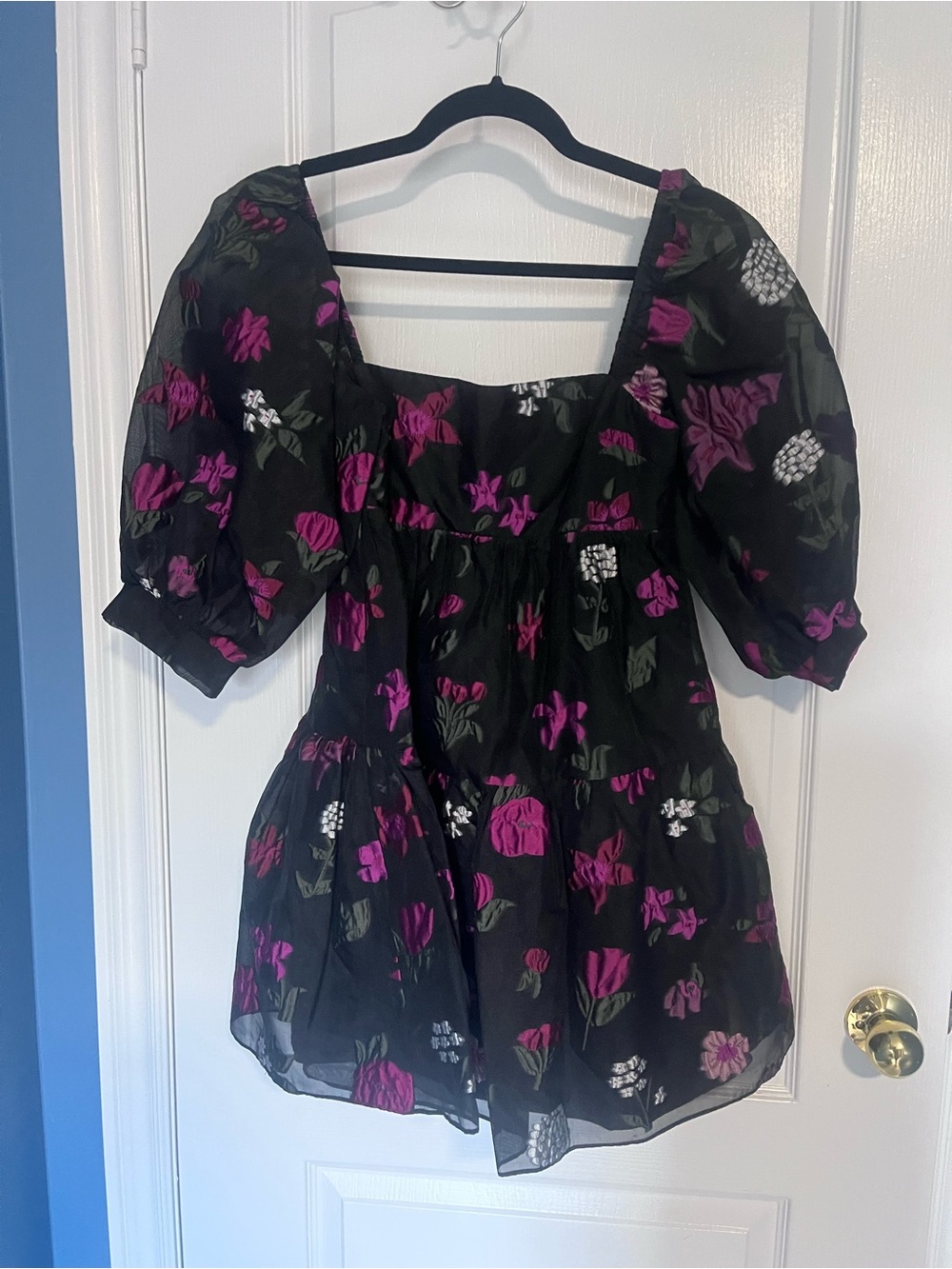 Amanda Uprichard Black Top with Pink & White Floral Print